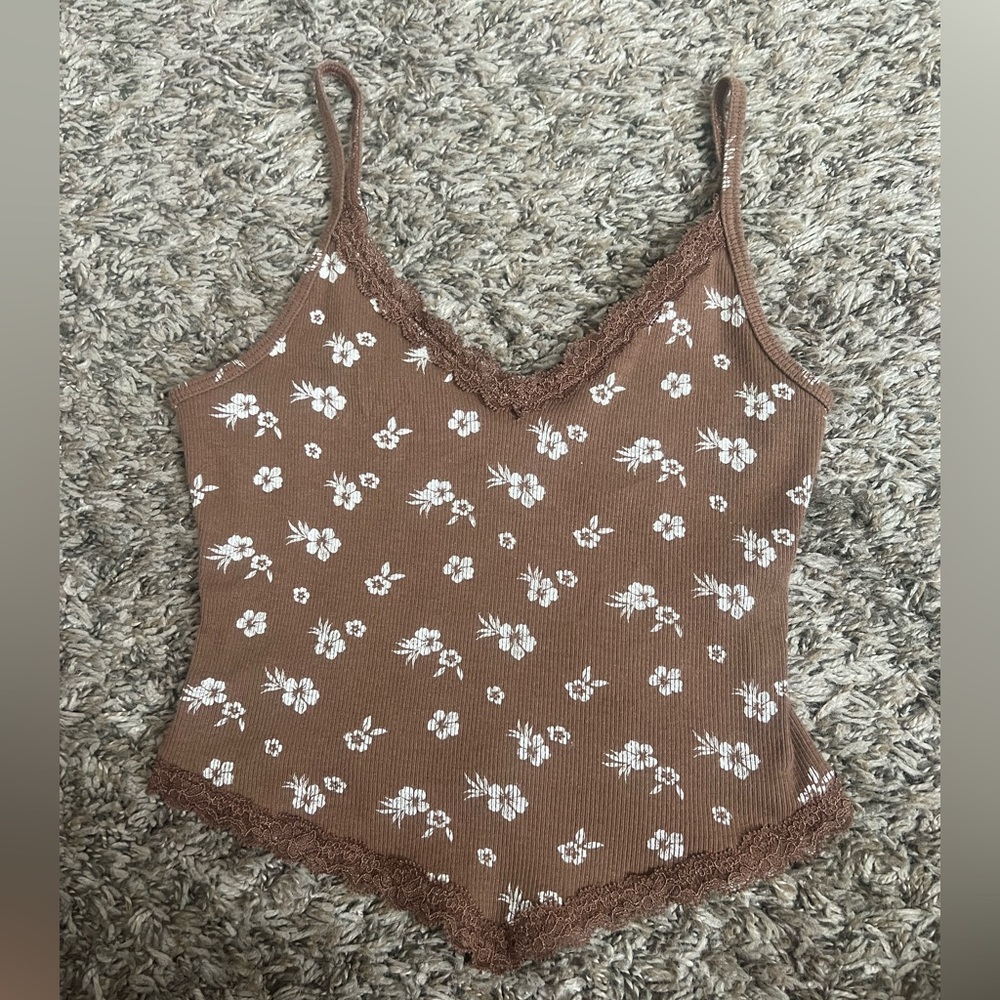 Hollister Floral Lace Trim Tank